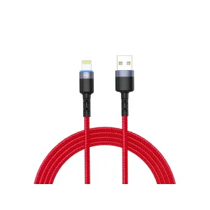 Cablu Tellur Lightning cu LED, 3A, nailon, 1.2m, roșu