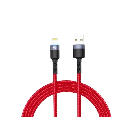 Cablu Tellur Lightning cu LED, 3A, nailon, 1.2m, roșu