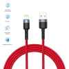 Cablu Tellur Lightning cu LED, 3A, nailon, 1.2m, roșu