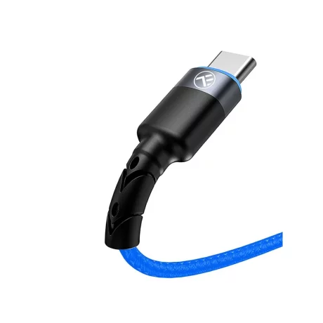Cablu Tellur Type-C cu LED, 3A, nailon, 1.2m, albastru