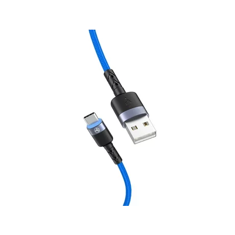 Cablu Tellur Type-C cu LED, 3A, nailon, 1.2m, albastru