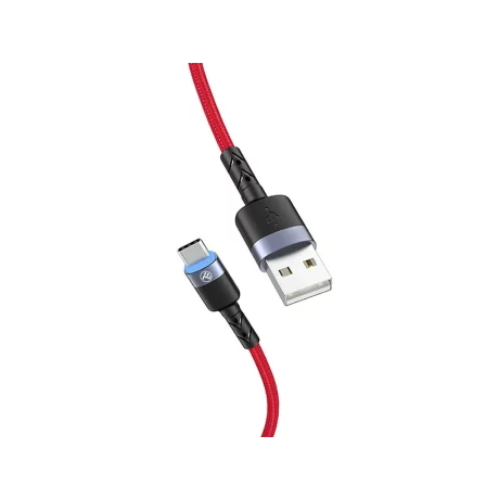 Cablu Tellur Type-C cu LED, 3A, nailon, 1.2m, roșu
