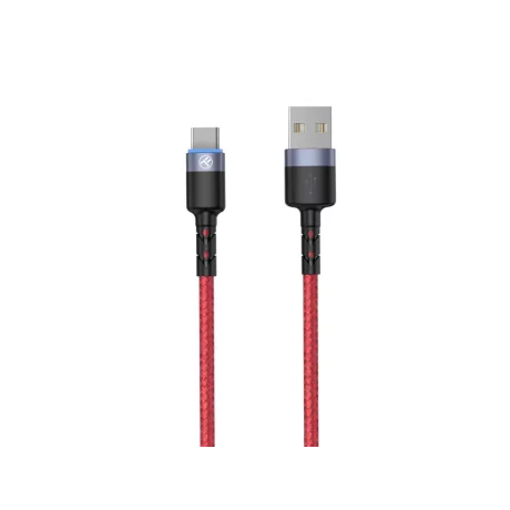 Cablu Tellur Type-C cu LED, 3A, nailon, 1.2m, roșu