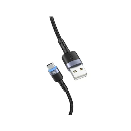 Cablu Tellur USB to Type-C cu LED, 2A, nailon, 2m, nailon, negru