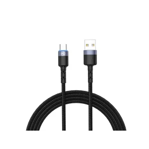 Cablu Tellur USB to Type-C cu LED, 2A, nailon, 2m, nailon, negru