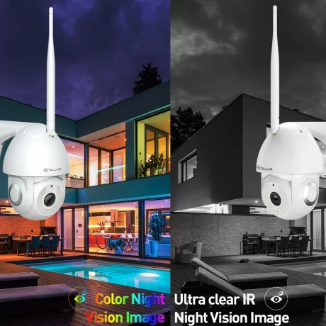 Cameră exterior WiFi Tellur Smart, 3MP, UltraHD, Autotracking, PTZ, Alb