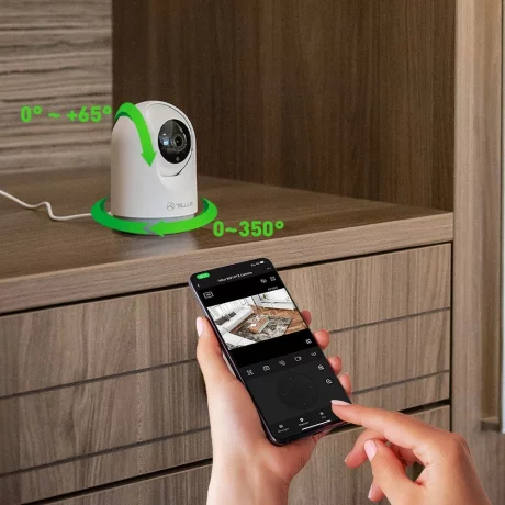 Cameră Interior WiFi Tellur Smart, 3MP, UltraHD, Autotracking, PTZ, Alb