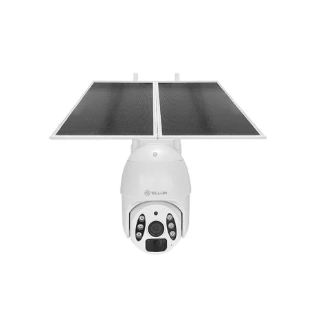 Cameră solară WiFi Tellur Smart, P&amp;T, 3MP, 2K UltraHD, PIR, panou solar 20W, Alb