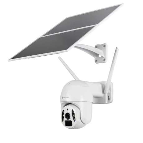 Cameră solară WiFi Tellur Smart, P&amp;T, 3MP, 2K UltraHD, PIR, panou solar 20W, Alb