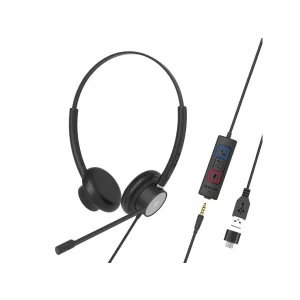 Căști cu fir call center Tellur Voice 420, binaural, USB Jack 3.5mm, negru
