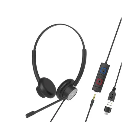 Căști cu fir call center Tellur Voice 420, binaural, USB Jack 3.5mm, negru