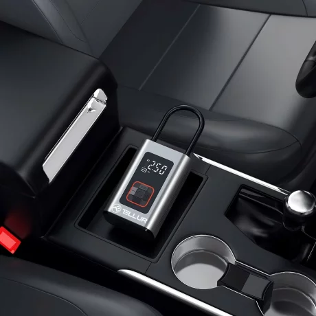 Compresor auto portabil Tellur, 150 PSI, 16L/min, 4000mAh, USB-C, aluminiu