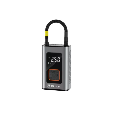 Compresor auto portabil Tellur, 150 PSI, 16L/min, 4000mAh, USB-C, aluminiu