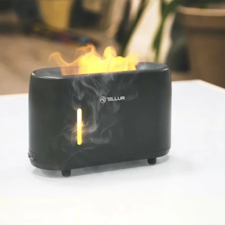 Difuzor aromaterapie Flame Tellur, 240ml, 12 ore, telecomandă, gri