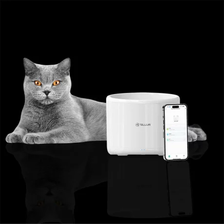 Dispenser apă animale WiFi Tellur Smart, 2L, Alb