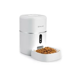Dispenser hrană animale WiFi Tellur Smart, Cameră UltraHD, 4L, Alb
