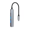 Hub USB-C 3.1 Tellur, 2xUSB 2.0 + 1xUSB-C + 1xUSB 3.0, aluminiu, gri