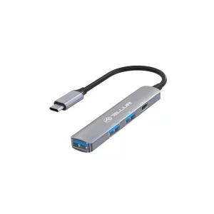 Hub USB-C 3.1 Tellur, 2xUSB 2.0 + 1xUSB-C + 1xUSB 3.0, aluminiu, gri