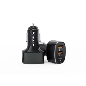 Încărcător auto Tellur FCC9, 56W, 9A (2xQC3.0 + PD20W), negru