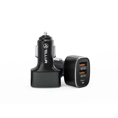 Încărcător auto Tellur FCC9, 56W, 9A (2xQC3.0 + PD20W), negru