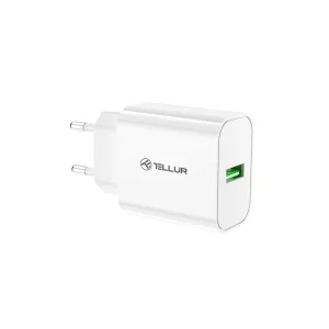 Încărcător priză Tellur USB-A QC3.0, 18W, alb