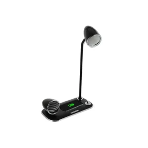 Încărcător wireless birou Tellur, 15W, Boxă Bluetooth 5W, Lampă de birou, Tellur Nostalgia, Negru