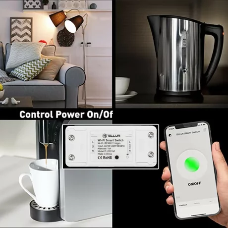 Întrerupător WiFi Tellur, de linie, 2200W, Alb