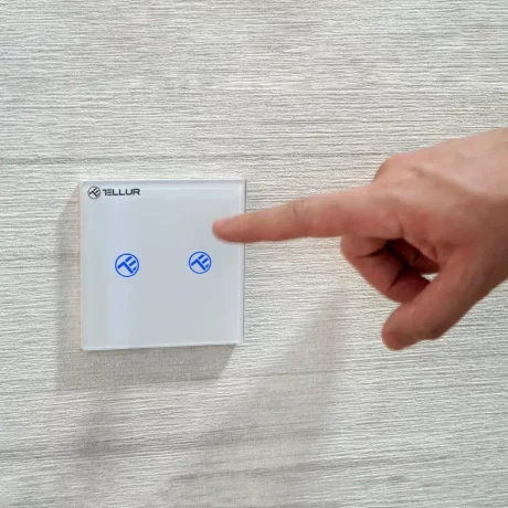 Întrerupător WiFi Tellur Smart, SS2N, 2 porturi, 1800W, 10A