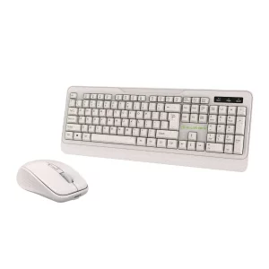 Kit tastatură și mouse fără fir Tellur Green, 2.4GHz, nano receiver, crem