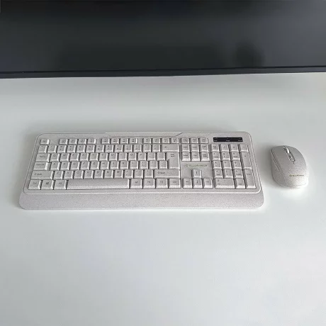 Kit tastatură și mouse fără fir Tellur Green, 2.4GHz, nano receiver, crem