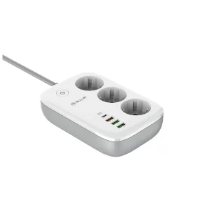Prelungitor WiFi Tellur Smart, 3 porturi, PD30W, QC18W, 2xUSB 2.4A, 2500W, 10A, 2m