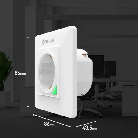 Priză de perete WiFi Tellur Smart, 3000W, 16A, alb