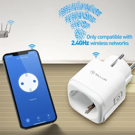 Priză WiFi Tellur Smart, monitorizare consum, 3680W, 16A, alb
