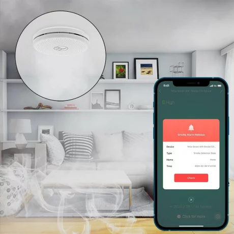 Senzor de fum și CO WiFi Tellur Smart, AA, alb