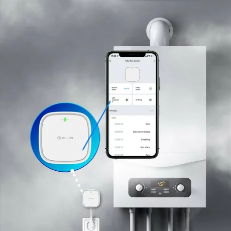 Senzor de gaz WiFi Tellur Smart, DC12V 1A, Alb