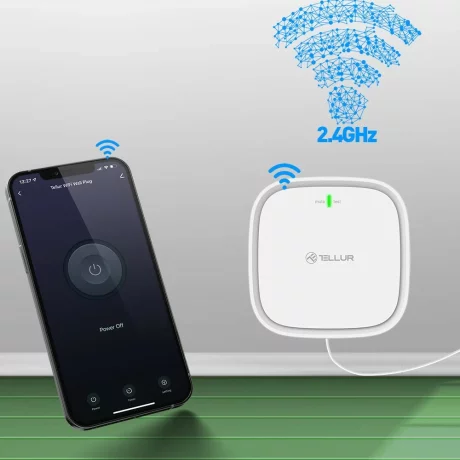 Senzor de gaz WiFi Tellur Smart, DC12V 1A, Alb