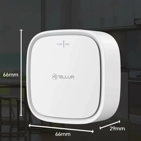 Senzor de gaz WiFi Tellur Smart, DC12V 1A, Alb