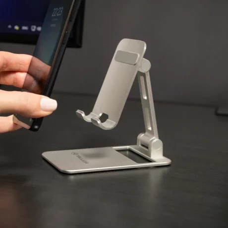 Suport Telefon Birou Tellur, Aluminiu, Argintiu