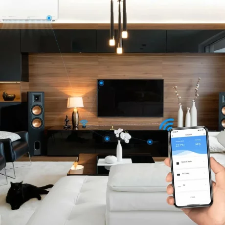 Telecomandă WiFi IR Tellur Smart, senzor temperatură și umiditate, USB C, Negru