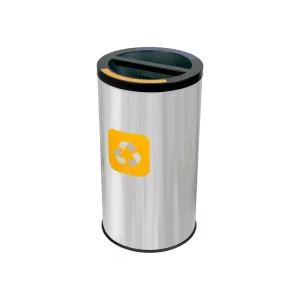 Coș inox colectare selectivă 2 compartimente cu găleată interioară, 2 x 30 L
