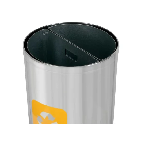 Coș inox colectare selectivă 2 compartimente cu găleată interioară, 2 x 30 L