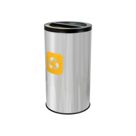 Coș inox colectare selectivă 2 compartimente cu găleată interioară, 2 x 30 L