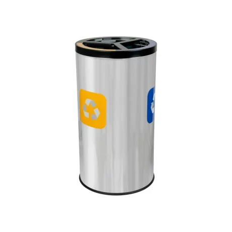 Coș inox colectare selectivă 3 compartimente 3 x 25 L