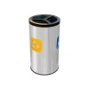 Coș inox colectare selectivă 3 compartimente cu găleată interioară, 3 x 20 L