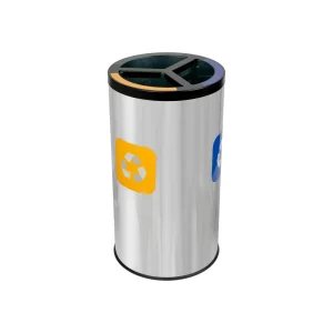 Coș inox colectare selectivă 3 compartimente cu găleată interioară, 3 x 20 L