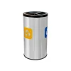 Coș inox colectare selectivă 3 compartimente cu găleată interioară, 3 x 20 L