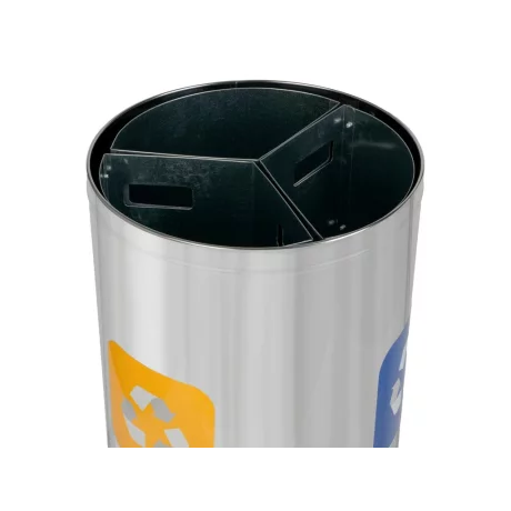 Coș inox colectare selectivă 3 compartimente cu găleată interioară, 3 x 20 L