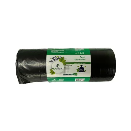 Saci menaj 60 L (60 x 80) 24 microni 15 buc/rolă LDPE