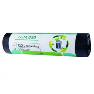 Saci menajeri 120 L 10 buc/rolă negru