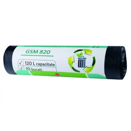 Saci menajeri 120 L 10 buc/rolă negru